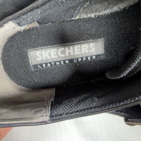 Skechers Black Leather Monk Strap Platform Loafers Chunky Lug Sole US 10 Oxford - Picture 10 of 12